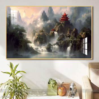 Tranh phong thủy phong cảnh thác nước thiên nhiên