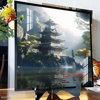 Tranh phon thủy sông, núi và mặt trời