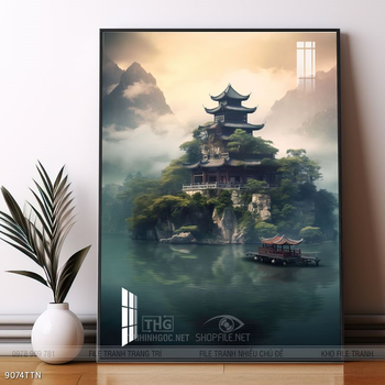 Tranh phong thủy nước non tuyệt đẹp