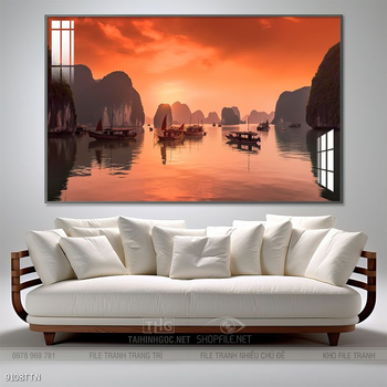 Tranh phong thủy phong cảnh thác nước thiên nhiên