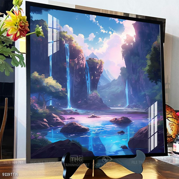 Tranh phon thủy sông, núi và mặt trời