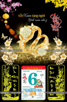 File tranh trang sức đá quý in lịch Tết