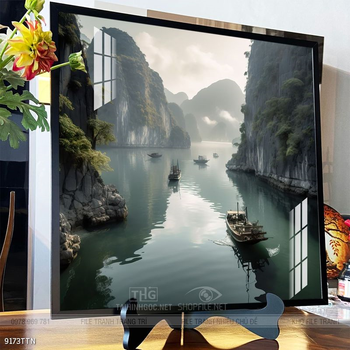 Tranh phong thủy phong cảnh thác nước thiên nhiên