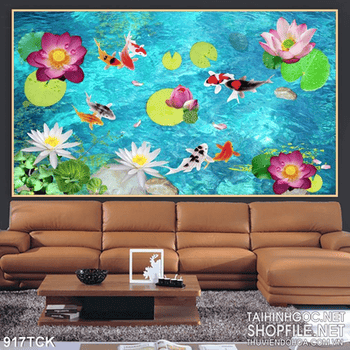 Tranh cá chép in uv  psd