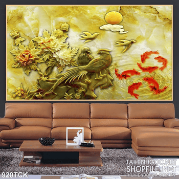 Tranh giả ngọc và cá 3d psd