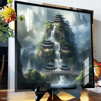 Tranh phon thủy sông, núi và mặt trời