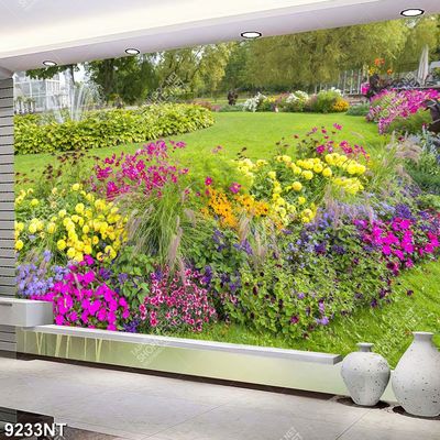 Tranh công viên nhiều hoa nở 9233NT