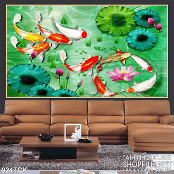 Tranh cá chép koi đẹp 3d