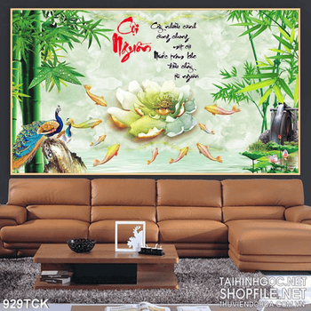 Tranh 3d cội nguồn và chim công