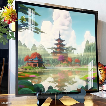 Tranh phon thủy sông, núi và mặt trời