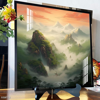 Tranh phon thủy sông, núi và mặt trời