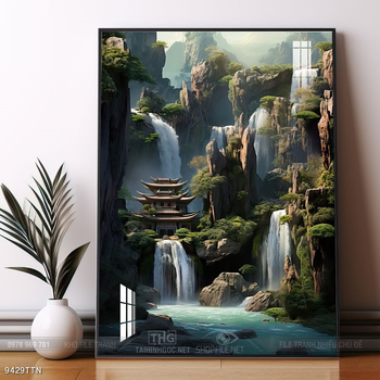 Tranh phong thủy phong cảnh thác nước thiên nhiên