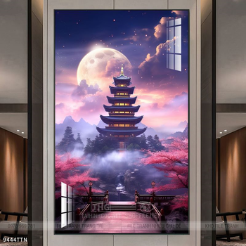 Tranh phon thủy sông, núi và mặt trời