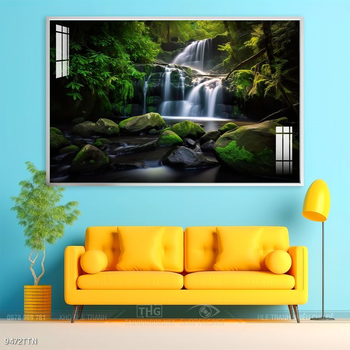 Tranh phong thủy phong cảnh thác nước thiên nhiên
