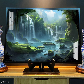 Tranh phon thủy sông, núi và mặt trời