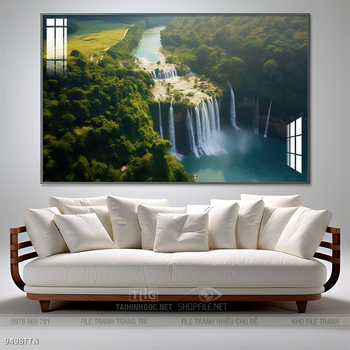 Tranh phong thủy phong cảnh thác nước thiên nhiên