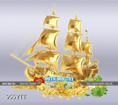 File tranh thuyền vàng tài lộc 955VTT File tranh thuyền vàng tài lộc 955VTT