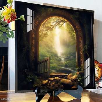 Tranh phon thủy sông, núi và mặt trời