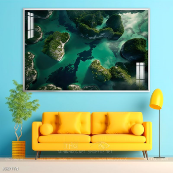 Tranh phon thủy sông, núi và mặt trời