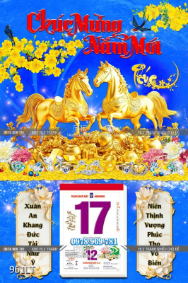 File lịch Tết Ngựa vàng mai nở đón xuân mới 961LT File lịch Tết Ngựa vàng mai nở đón xuân mới 961LT
