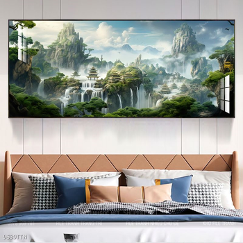 Tranh phon thủy sông, núi và mặt trời