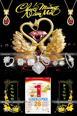 File lịch Tết cặp thiên nga vàng bạc đá quý 964LT File lịch Tết cặp thiên nga vàng bạc đá quý 964LT