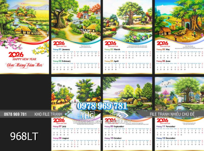File lịch Tết 2026 lịch 7 tờ làng quê việt nam 968LT File lịch Tết 2026 lịch 7 tờ làng quê việt nam 968LT