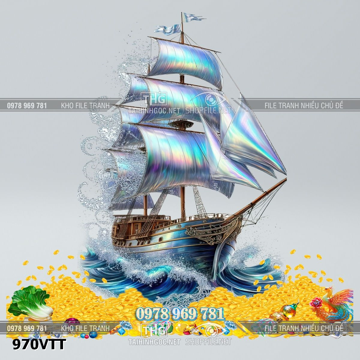 File tư liệu Tết thuận buòm xuôi gió vàng bạc đá quý psd png 970VTT