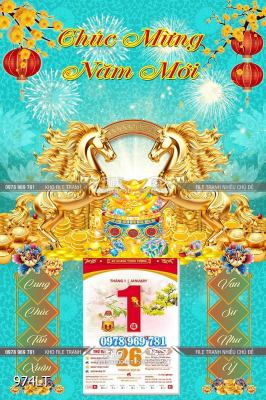 File lịch Tết cặp ngựa vàng Tài Lộc chúc mừng năm mới 974LT File lịch Tết cặp ngựa vàng Tài Lộc chúc mừng năm mới 974LT