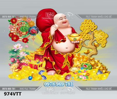 File psd tách lớp layer ông phật di lặc cây kim tiền vàng bạc 974VTT