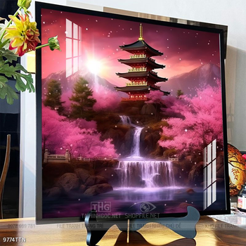 Tranh phon thủy sông, núi và mặt trời