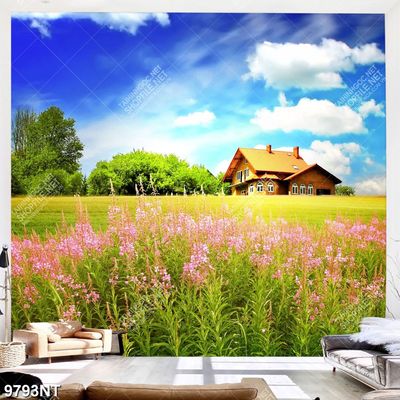 Tranh ngôi nhà trên đồi cỏ xanh 9793NT