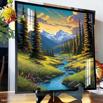 Tranh phon thủy sông, núi và mặt trời