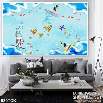 Tranh lướt sóng đẹp