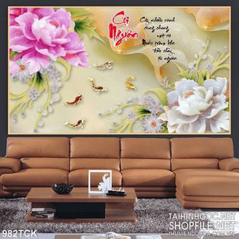 Tranh cội nguồn hoa mẫu đơn giả ngọc