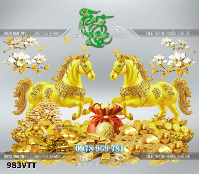File ngựa vàng tài lộc file psd tách lớp layer 983VTT