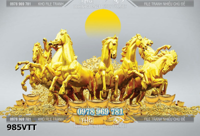 File tranh bát mã ngựa vàng mã đáo thành công psd 985VTT