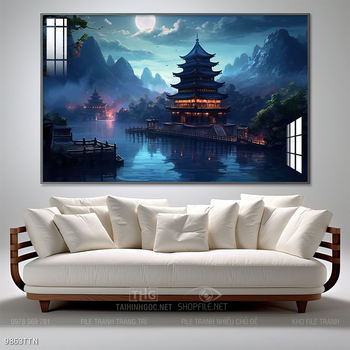 Tranh phong thủy phong cảnh thác nước thiên nhiên