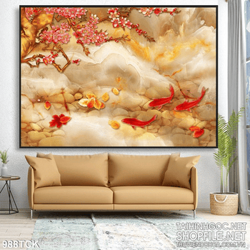 Tranh cá chép giả ngọc đẹp ấn tượng