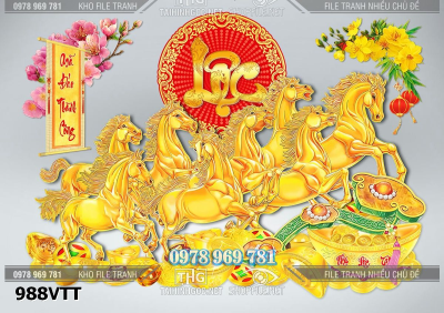 file ngựa vàng mã đáo thành công bát mã chữ lốc tết năm mới 988VTT