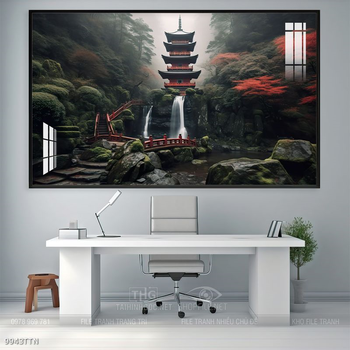 Tranh phon thủy sông, núi và mặt trời