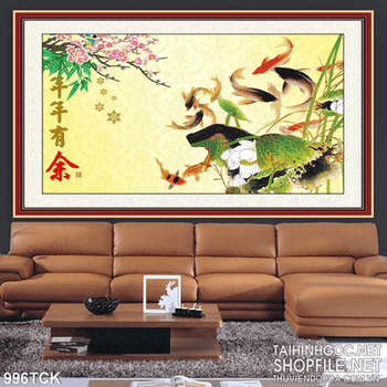 Tranh vẽ cá chép bơi lội 3d