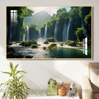 Tranh phon thủy sông, núi và mặt trời