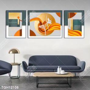 Tranh treo phòng khách đẹp ghép bộ