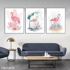 Tranh treo phòng khách đẹp ghép bộ