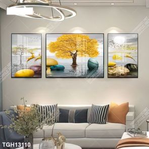 Tranh treo phòng khách đẹp ghép bộ