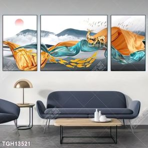 Tranh treo phòng khách đẹp ghép bộ