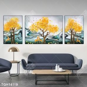 Tranh ghép theo bộ trang trí tường nhà độc đáo