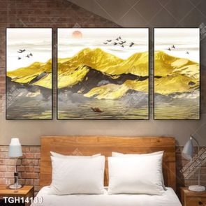 Tranh treo phòng khách đẹp ghép bộ