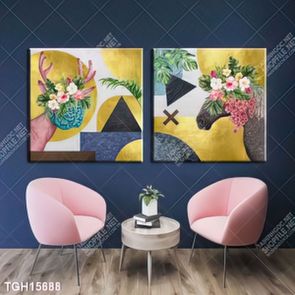 Tranh treo phòng khách đẹp ghép bộ